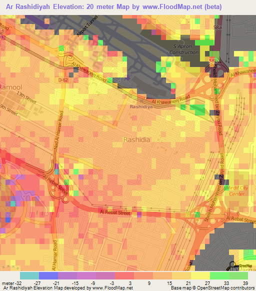 Ar Rashidiyah,United Arab Emirates Elevation Map