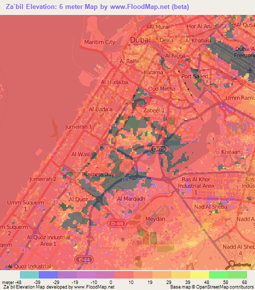 Za`bil,United Arab Emirates Elevation Map