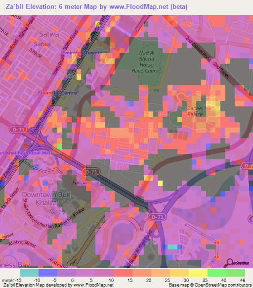 Za`bil,United Arab Emirates Elevation Map