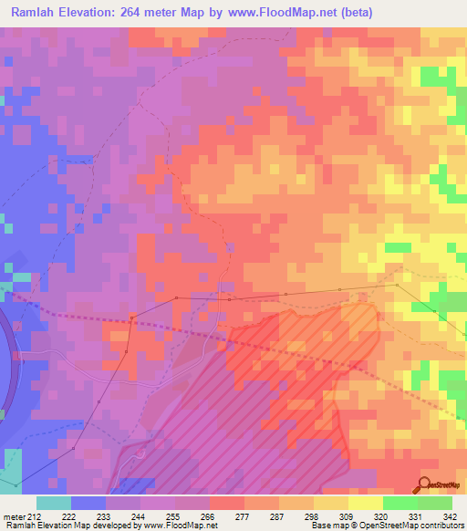Ramlah,United Arab Emirates Elevation Map
