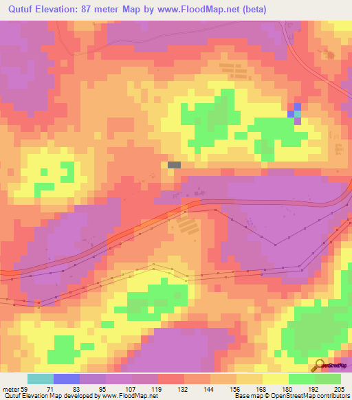 Qutuf,United Arab Emirates Elevation Map