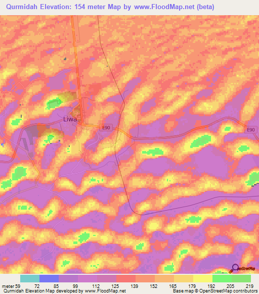 Qurmidah,United Arab Emirates Elevation Map