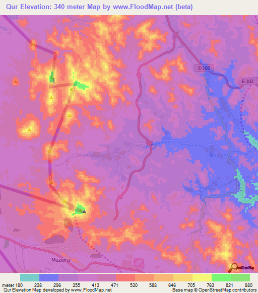 Qur,United Arab Emirates Elevation Map