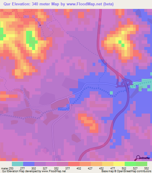 Qur,United Arab Emirates Elevation Map