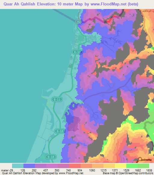 Quar Ah Qahlish,United Arab Emirates Elevation Map