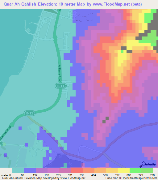 Quar Ah Qahlish,United Arab Emirates Elevation Map