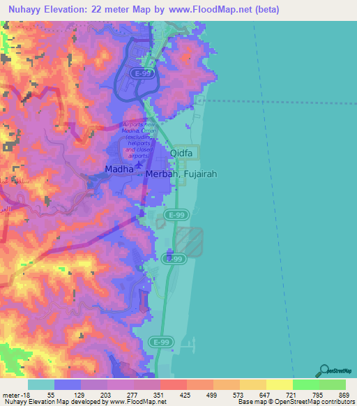 Nuhayy,United Arab Emirates Elevation Map