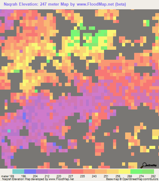 Naqrah,United Arab Emirates Elevation Map