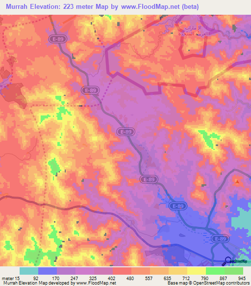 Murrah,United Arab Emirates Elevation Map