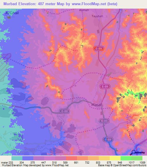 Murbad,United Arab Emirates Elevation Map