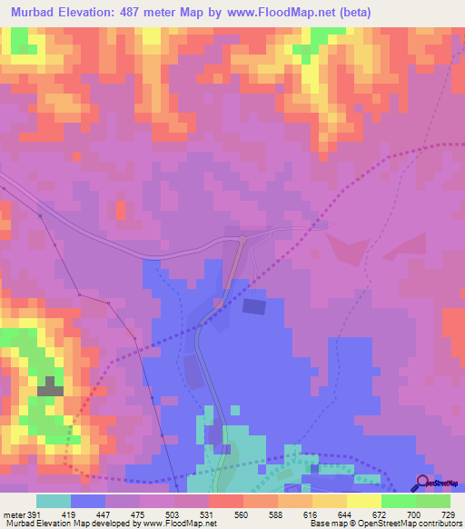 Murbad,United Arab Emirates Elevation Map