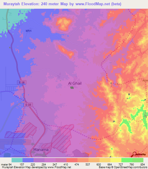 Muraytah,United Arab Emirates Elevation Map