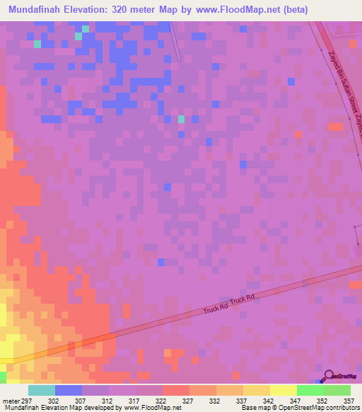 Mundafinah,United Arab Emirates Elevation Map