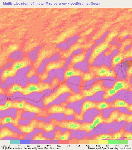 Mujib,United Arab Emirates Elevation Map