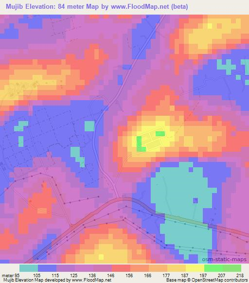 Mujib,United Arab Emirates Elevation Map