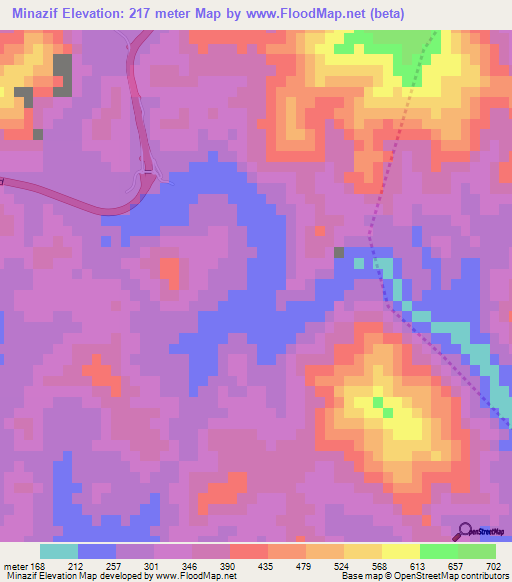 Minazif,United Arab Emirates Elevation Map