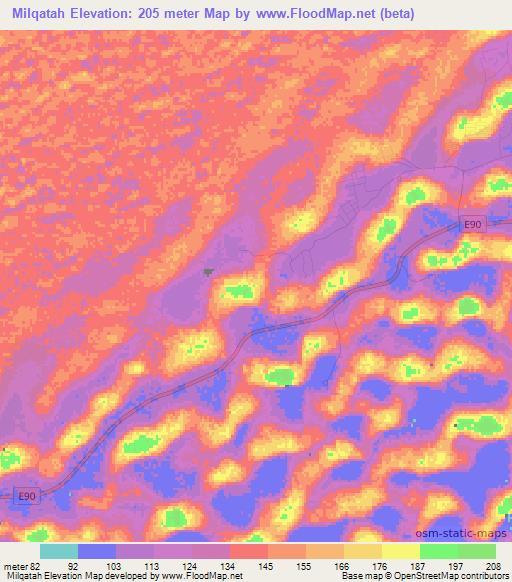 Milqatah,United Arab Emirates Elevation Map