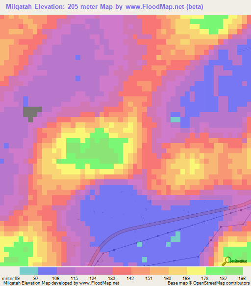 Milqatah,United Arab Emirates Elevation Map