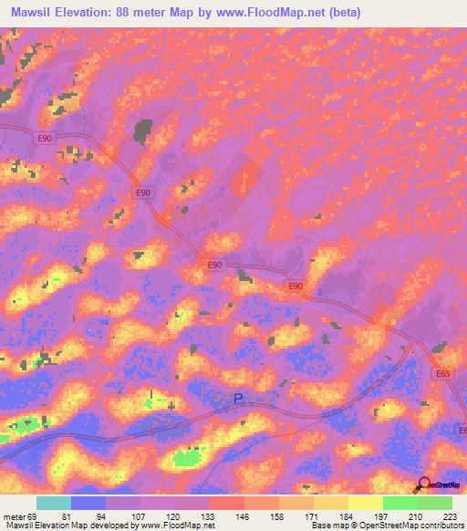 Mawsil,United Arab Emirates Elevation Map