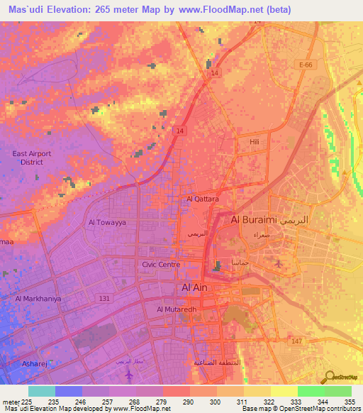 Mas`udi,United Arab Emirates Elevation Map