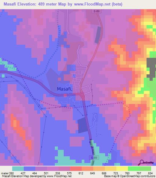 Masafi,United Arab Emirates Elevation Map
