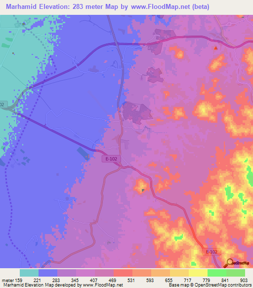Marhamid,United Arab Emirates Elevation Map