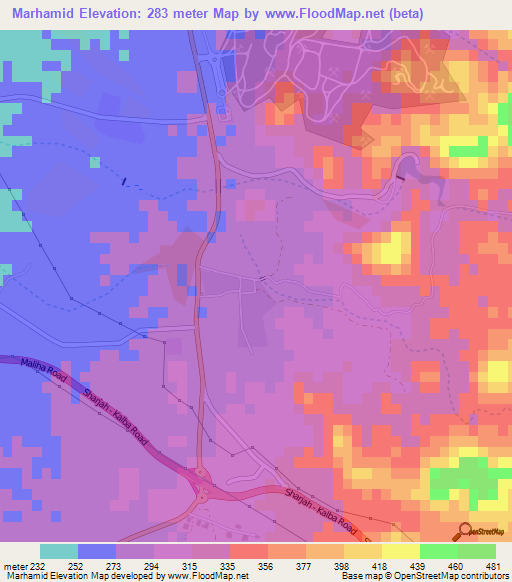 Marhamid,United Arab Emirates Elevation Map