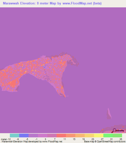 Marawwah,United Arab Emirates Elevation Map