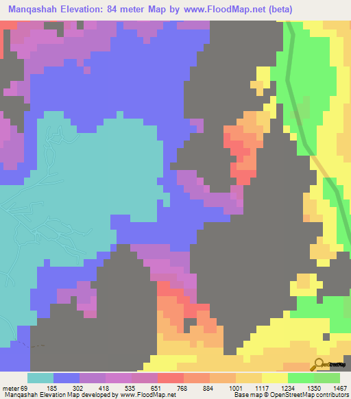 Manqashah,United Arab Emirates Elevation Map