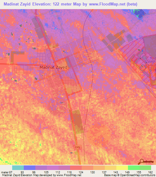 Madinat Zayid,United Arab Emirates Elevation Map