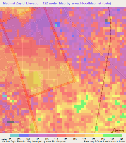 Madinat Zayid,United Arab Emirates Elevation Map