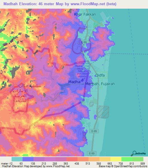 Madhah,United Arab Emirates Elevation Map