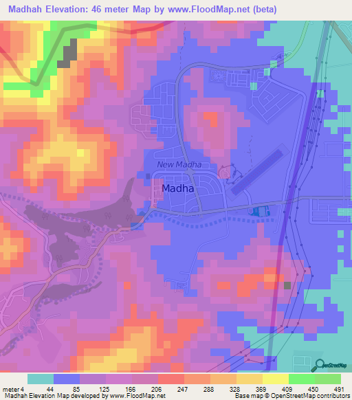 Madhah,United Arab Emirates Elevation Map
