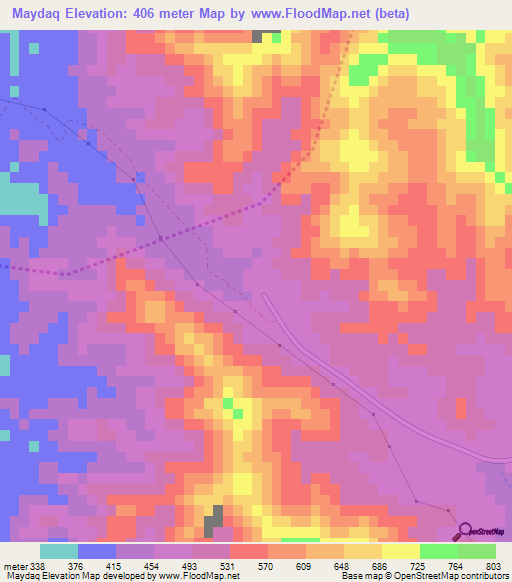 Maydaq,United Arab Emirates Elevation Map