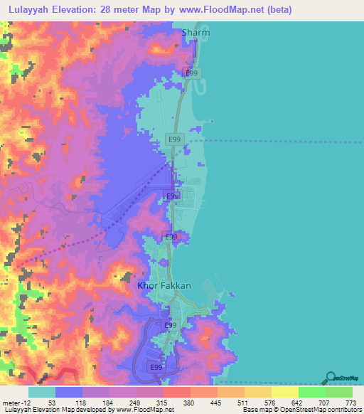 Lulayyah,United Arab Emirates Elevation Map