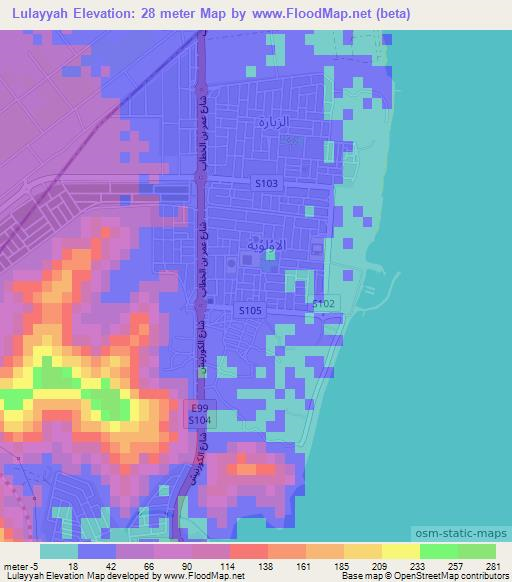 Lulayyah,United Arab Emirates Elevation Map