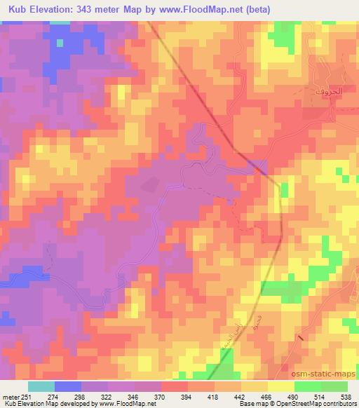 Kub,United Arab Emirates Elevation Map