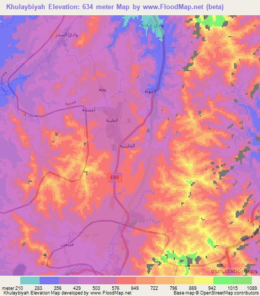 Khulaybiyah,United Arab Emirates Elevation Map