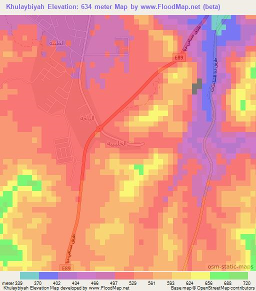 Khulaybiyah,United Arab Emirates Elevation Map