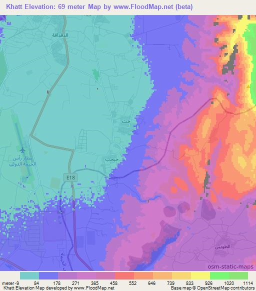 Khatt,United Arab Emirates Elevation Map