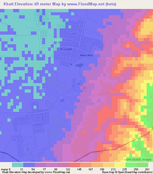 Khatt,United Arab Emirates Elevation Map