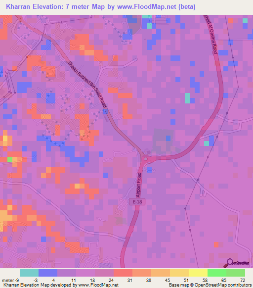 Kharran,United Arab Emirates Elevation Map