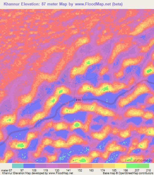 Khannur,United Arab Emirates Elevation Map