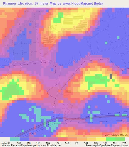 Khannur,United Arab Emirates Elevation Map