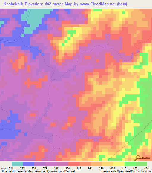 Khabakhib,United Arab Emirates Elevation Map