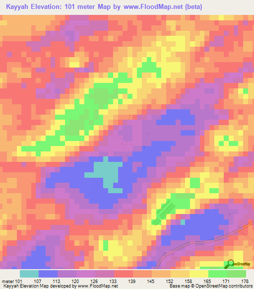 Kayyah,United Arab Emirates Elevation Map