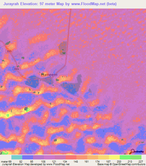 Jurayrah,United Arab Emirates Elevation Map