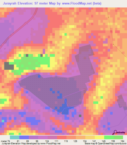 Jurayrah,United Arab Emirates Elevation Map