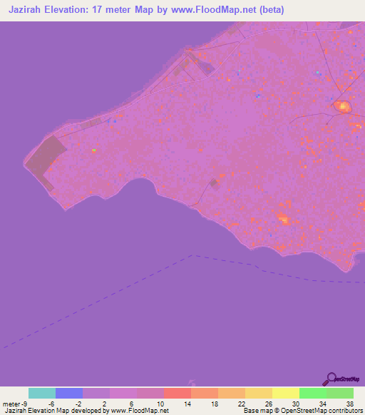 Jazirah,United Arab Emirates Elevation Map