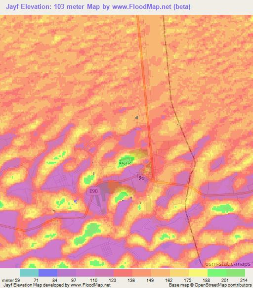 Jayf,United Arab Emirates Elevation Map